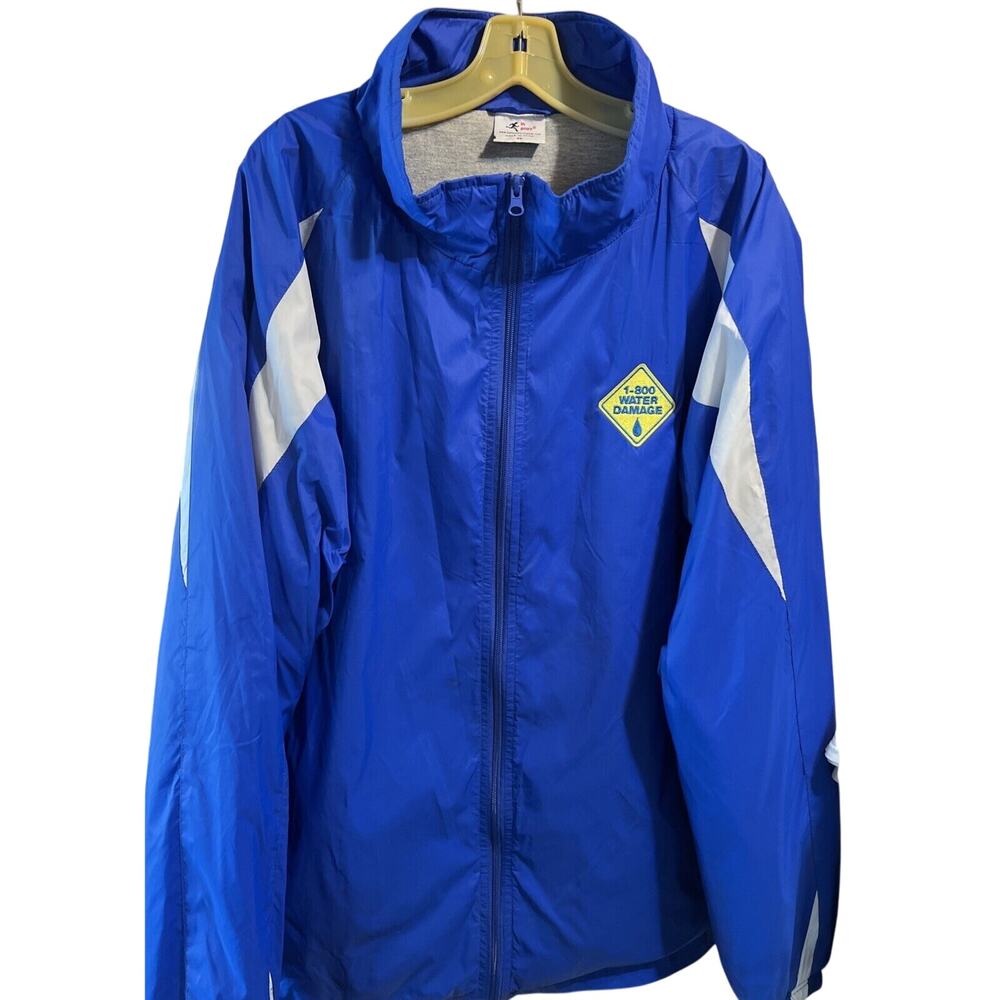In Play Vintage Windbreaker Water Damage Full Zip Jacket Blue Unisex Men’s XL